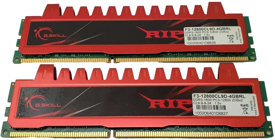 G.Skill 4GB RAM (2x2GB) PC3-12800 DDR3-1600 Desktop SDRAM F3-12800CL9D-4GBRL - Image 1 of 1