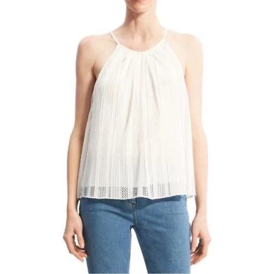 Camiseta sin mangas Theory Plisada Mod Encaje Halter Cami Blanca Nueva con Etiquetas Talla P Foto 1 de 4