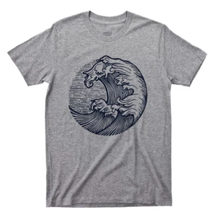 Big Wave T-Shirt Angeln Bootfahren Hai Kiefer Meer Wildtiere Delfin Meerjungfrau Tee - Bild 1 von 10