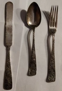 Rogers & Hamilton Floral 3 Piece Lot Fork Spoon Butter Knife Place Setting - Picture 1 of 21