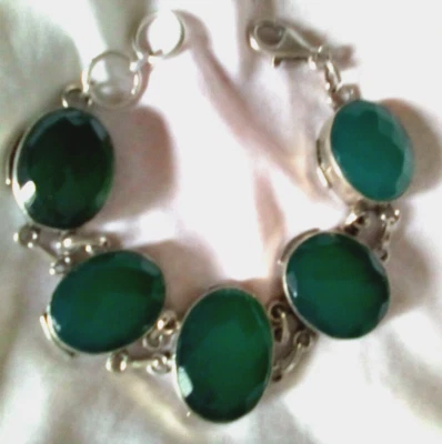 Bracciale Agata Imperiale Anni '80 Arg.925 Grande - Immagine 1 di 4