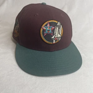 Mütze Apollo 11 Houston Astros 7 5/8 weinrot Baseballkappe gebraucht - Bild 1 von 12