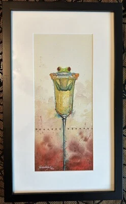 Barton Degraaf Frog Glass Framed Print Limited Edition “A Little Bubbly” 34/200 - Image 1 of 4