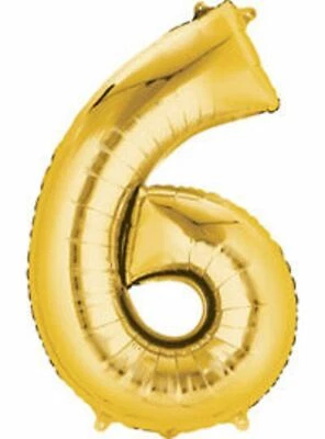 Gold Foil Balloon Number 6 Birthday Age Party Wedding Inflatable Banner Decor - Image 1 of 3