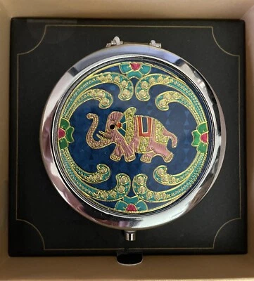 Espelho de bolso compacto Monet com incrustação de elefante novo na caixa  - Imagem 1 de 4