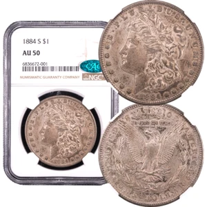 1884-S Morgan Dollar $1 NGC AU50 CAC - Picture 1 of 5