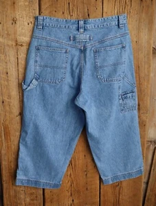 Vintage Lee Riveted Capri Denim Carpenter Pants Size 10 M (31x20) - Picture 1 of 5