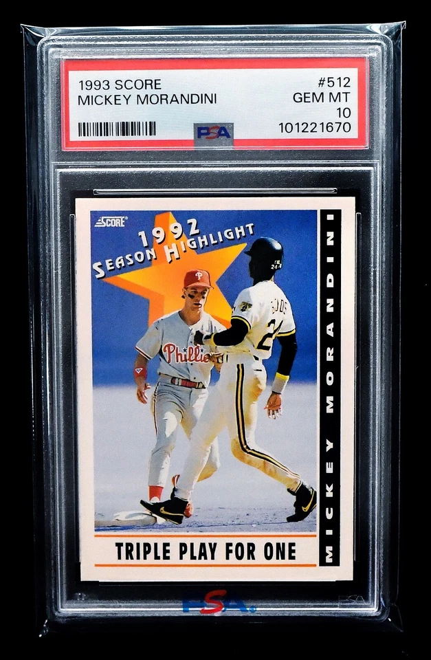 1993 Score #512 Mickey Morandini Unassisted Triple Play For One - PSA 10 (POP 3) - Image 1 of 2