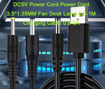 DC5V Power Cord Power Cord 3.5*1.35MM Fan Desk Lamp 0.6-1M Charging Cable 0.8-3A - Image 1 of 4