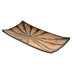 Modern Brown Carved Natural Mango Wood Rectangular Shaped Serving Platter - Picture 1 of 3