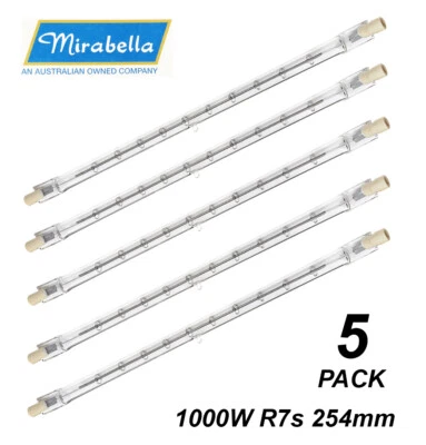 5 x 1000W Double Ended Halogen Floodlight Globes Bulbs Lamps Linear 254mm R7s - Image 1 of 3