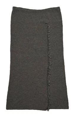 Falda para mujer Jill gris mezcla de lana abertura flecos elásticos larga recta mediana Foto 1 de 4