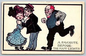 SHICKSHINNY PA humor comic A FAVORITE BEFORE THE FOOT LIGHTS 1910 Postcard A68 - Picture 1 of 3