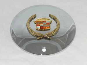 NEW CADILLAC GOLD WREATH CREST WHEEL RIM CHROME CENTER CAP 991-0625 OR 89-9190 - Picture 1 of 1