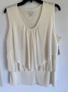 Cold Water Creek cremefarbenes abgestuftes Netz-Tanktop 1X neu - Bild 1 von 5