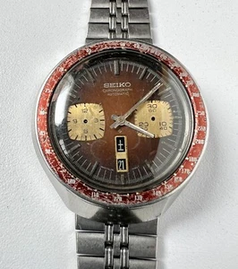 Reloj cronógrafo automático SEIKO 6138-0040 vintage para hombre esfera marrón BULLHEAD - Imagen 1 de 9