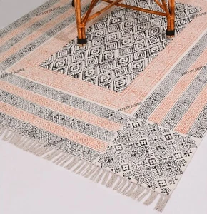 Indian Cotton Handmade Dhurrie Rug, Oushak Rug, Custom Rug, Boho Rug, Area Rug - Picture 1 of 9