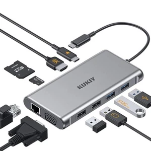 USB-C Type C to HDMI VGA/SVGA USB 3.0 USB 2.0 Gigabit Ethernet SD/TF card reader - Picture 1 of 8