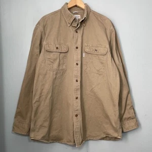 Carhartt Mens Size Large Button Up Tan Twill Shirt Utility Gorpcore Workwear - Picture 1 of 12