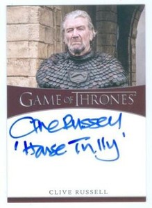 CLIVE RUSSELL "HOUSE TULLY SER BRYNDEN AUTOGRAPH CARD" GAME OF THRONES SEASON 8