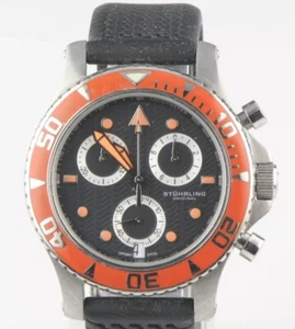 Stuhrling Stainless Steel Chronograph Quartz Black Silicone Band Watch - Picture 1 of 3