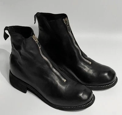 GUIDI Mujer’s PL1 Frontal Cremallera Cuero Caballo Botines Negro Talla 39/9 EE. UU. NUEVO Foto 1 de 4