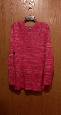 Suéter túnica para mujer Eddie Bauer TXL mezcla rosa con capucha cuello en V mangas largas Foto 1 de 4