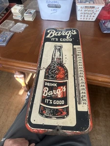 Vintage Drink Barq's Root Beer Thermometer Tin merchandise 1950'S 25 Inches - Picture 1 of 13