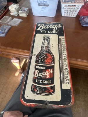 Vintage Drink Barq's Root Beer Thermometer Tin merchandise 1950'S 25 Inches - Image 1 of 4
