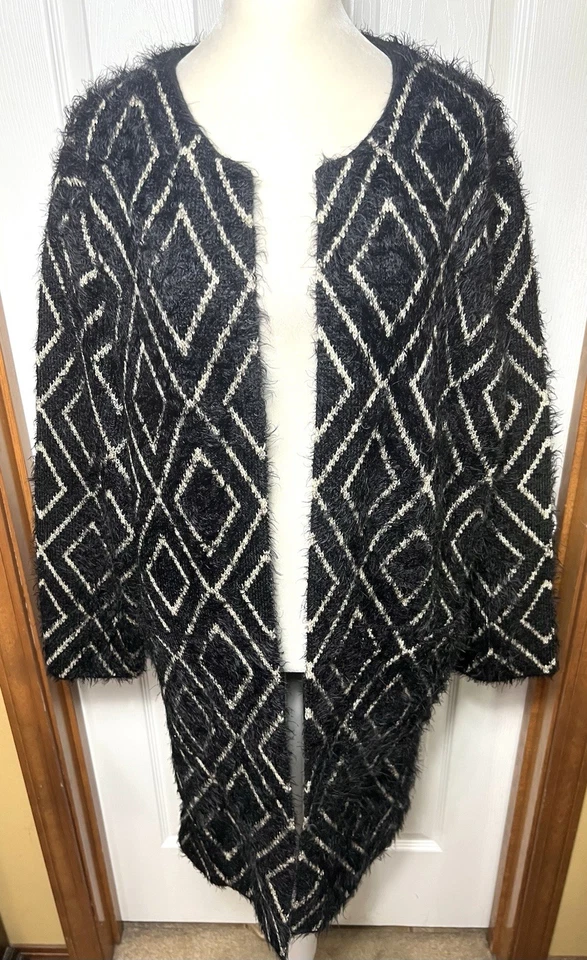 (NWT) HOSS Intropia Anthropologie Cardigan Sweater Wool Blend Black Motif Size M - Image 1 of 3