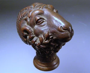 Antike Bronze Widderkopf Skulptur Knopf Endstück Bergung - Bild 1 von 9