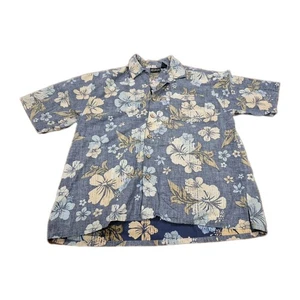 Ocean Pacific OP Sport Hawaiihemd Herren L Large Hibiskus Blumen blau Print - Bild 1 von 4