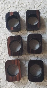 Vintage 6er Set Holz Serviettenringe Halter natur rechteckig  - Bild 1 von 1