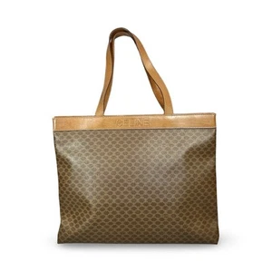 Celine Macadam Pattern Tote Bag Brown Pvc Leather - Picture 1 of 10