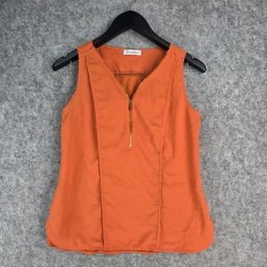 Calvin Klein Top Womens Medium Orange Sleeveless V Neck Zip 13072 - Bild 1 von 10