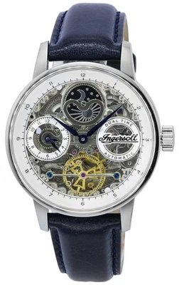 Ingersoll The Jazz Sole Luna Fase Scheletro Quadrante I07702 50M Orologio Uomo - Immagine 1 di 3