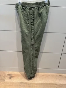Pilcro Anthropologie Loose Fit Cotton Pants Elastic Waist Olive Size XS - Picture 1 of 7