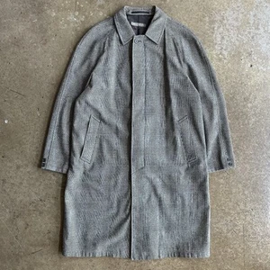 80’s Brooks Brothers England-made Glen Plaid Balmacaan Blue Wool Overcoat 42-44 - Bild 1 von 18