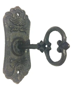 Chambers Skeleton Key Door Plate Hook Cast Iron New Wall Mount Rustic Vintage - Picture 1 of 3