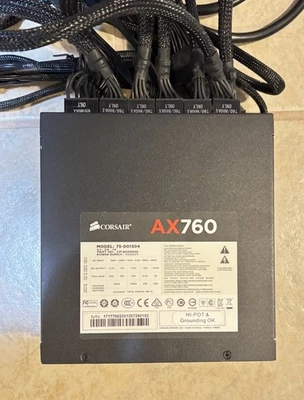Corsair AX760 — Modular ATX Computer Power Supply PSU 760W 75-001304 w/Manual - Image 1 of 4