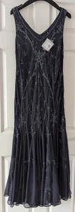 CHESCA Beaded Navy Heavy Maxi Dress UK14 Mother of the Bride Outfit Wedding BX1 - Picture 1 of 4