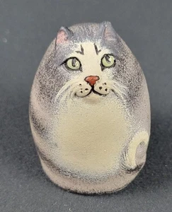 Vintage Fat Pudgy Cat kleiner Briefbeschwerer Figur Eierform - Bild 1 von 8