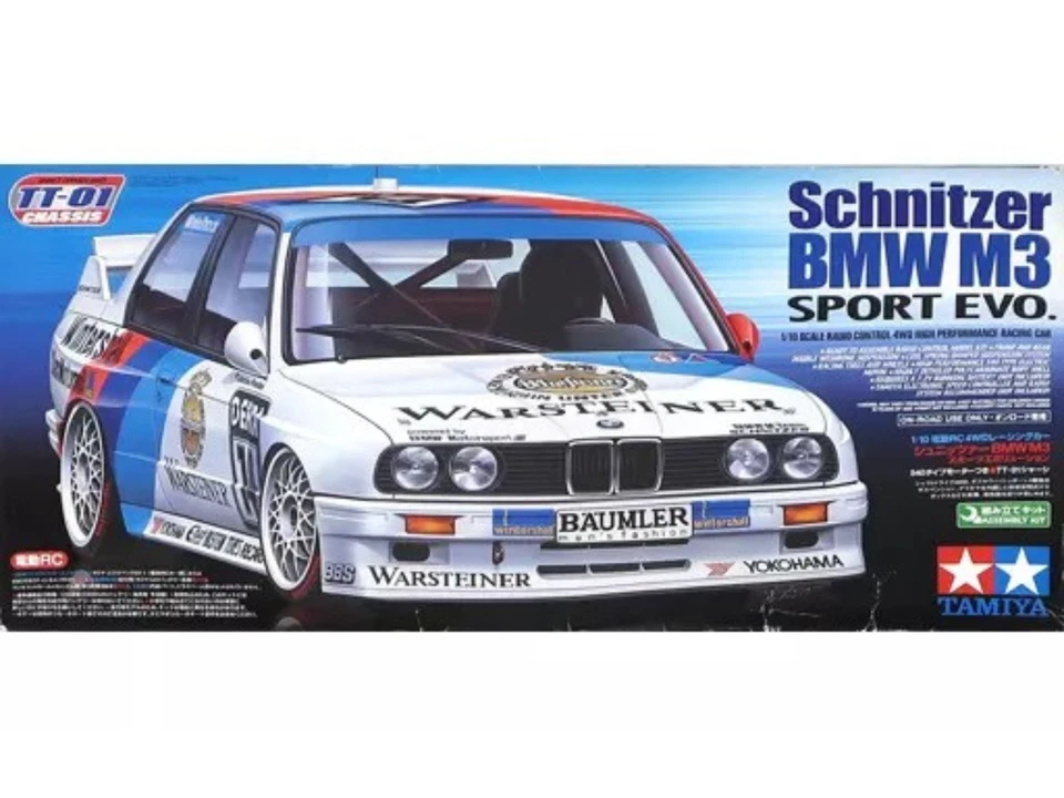 TAMIYA 1/10 Schnitzer BMW M3 Sport EVO TT-01 Chassis 4WD RC Racing Car Kit 58323 - Image 1 of 1