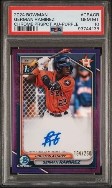 2024 Bowman Chrome GERMAN RAMIREZ Prospect Purple Refractor /250 AUTO PSA 10 - Image 1 of 2
