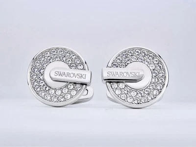 Gemelos Swarovski Plata Metal Diseño Clásico Elegante Hombre Accesorio Sin Caja Foto 1 de 4