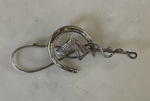 Vintage 925 Sterling Silver Southwestern Horse And Horseshoe Brooch Pin - Picture 1 of 6