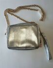 Victoris Secret Purse Silver Snakeskin Tassel Gold Chain Crossbody Bag