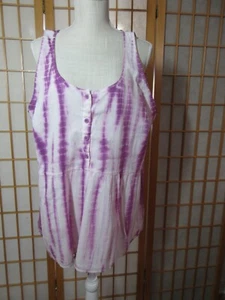 Lane Bryant Purple Hues Tie-Dye Look High-Low Lined Sleeveless Top SZ 20 NWT - Picture 1 of 12