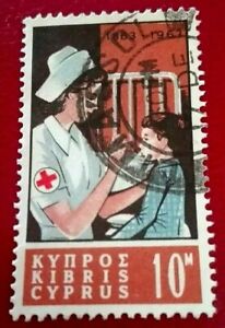 Cyprus:1963 The 100th Anniversary of the Red Cross 10M Rare & collectible stamp.