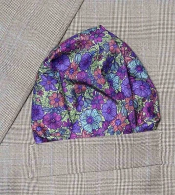 Gascoigne Hand Stitched Pocket Square Multicolor Floral Cotton Men's - Image 1 of 2